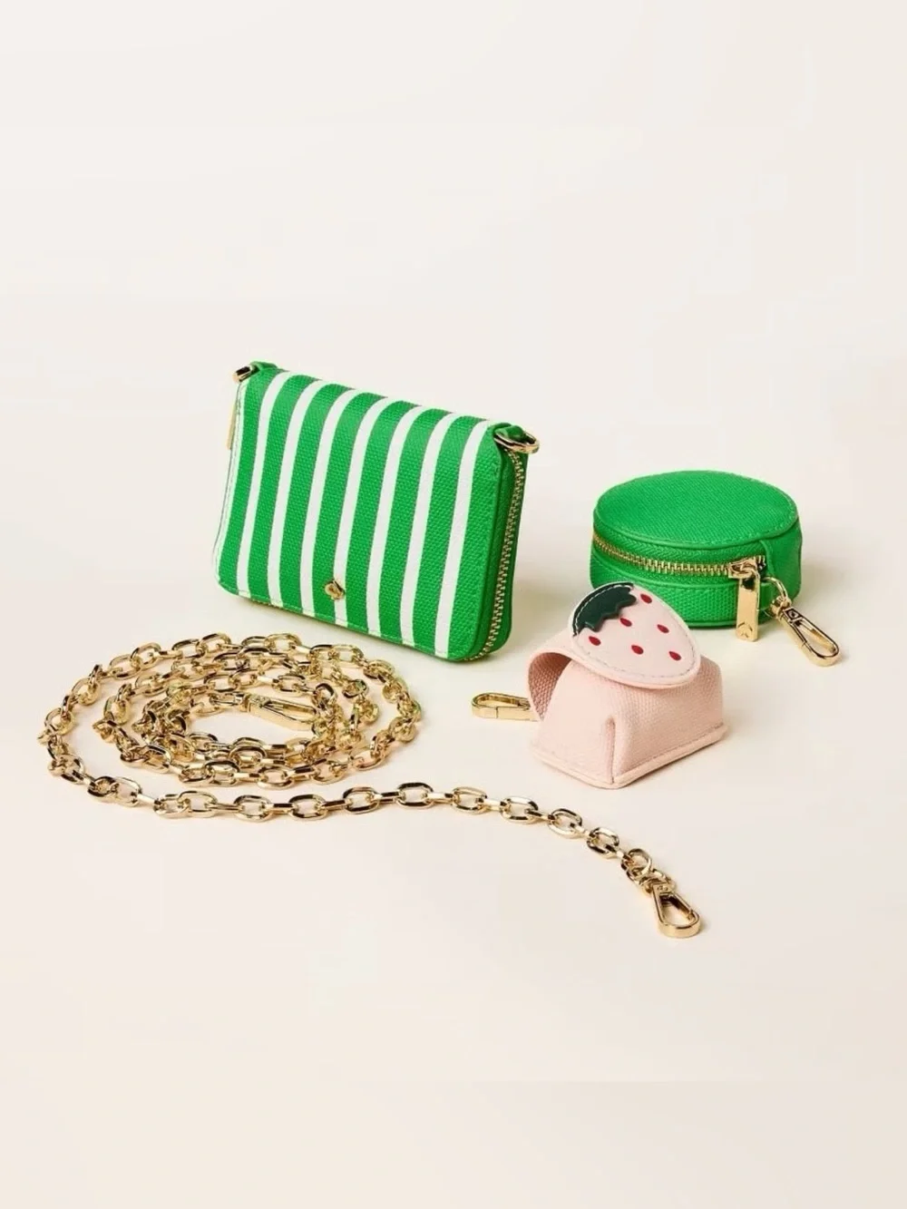 Kate Spade x Target Green Stripe Mini Crossbody Wallet Pouch Set NWT - Picture 2 of 8